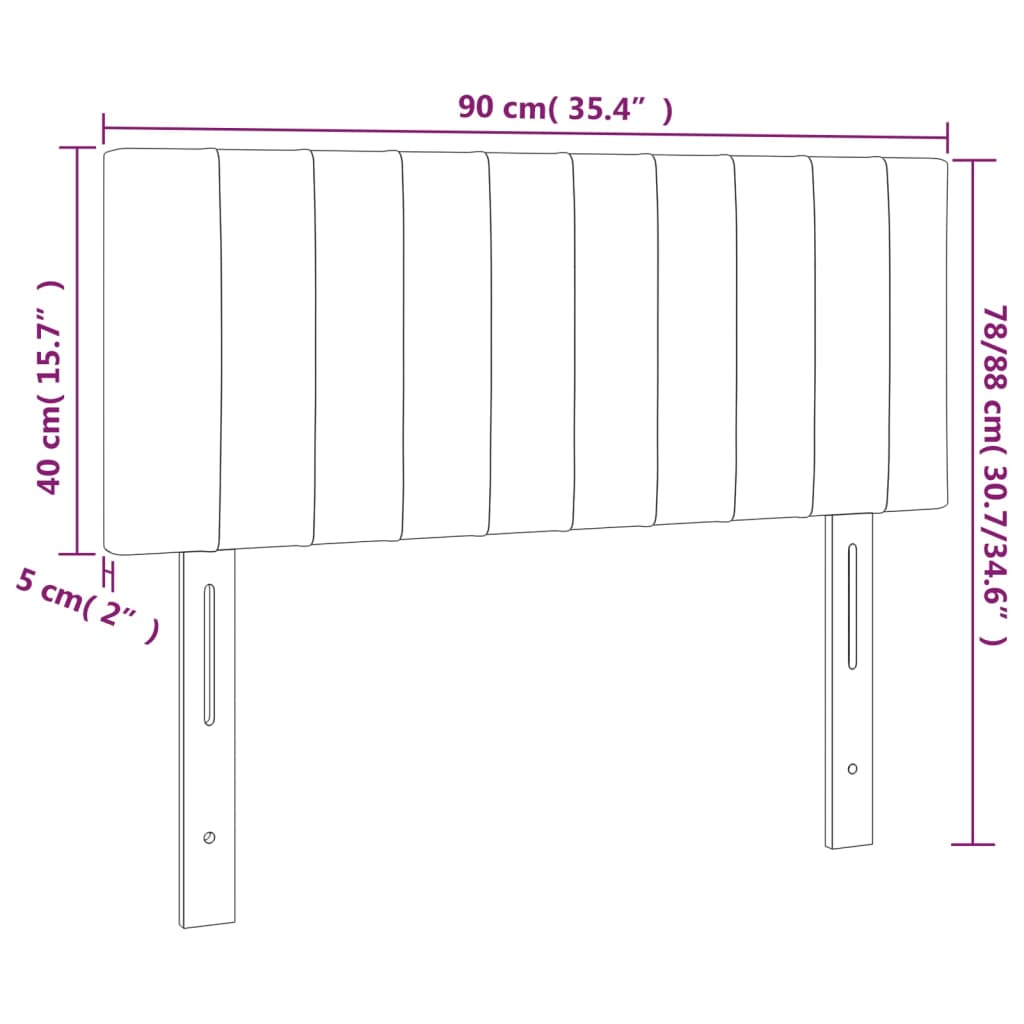 Cabeceira de cama veludo 90x5x78/88 cm cinzento-escuro