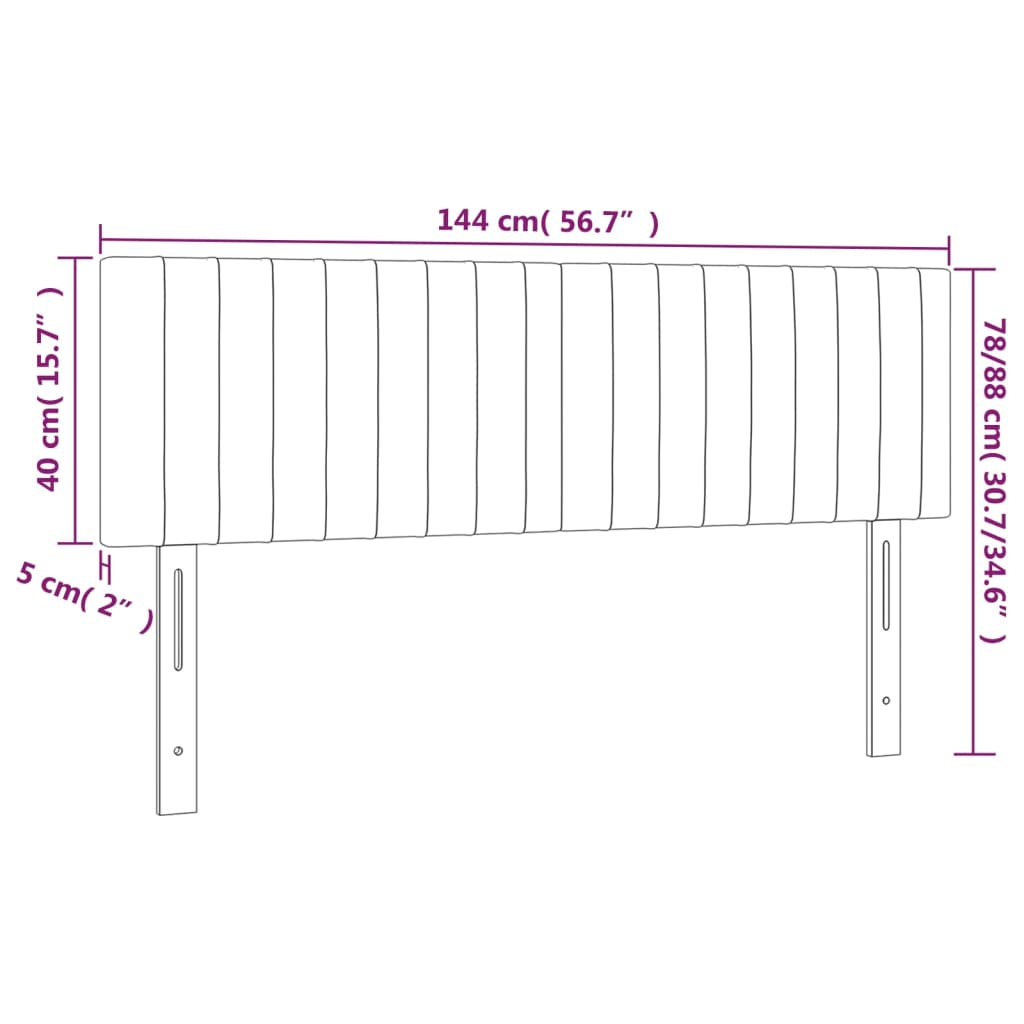 Cabeceira de cama 2 pcs tecido 72x5x78/88 cm cinzento-claro