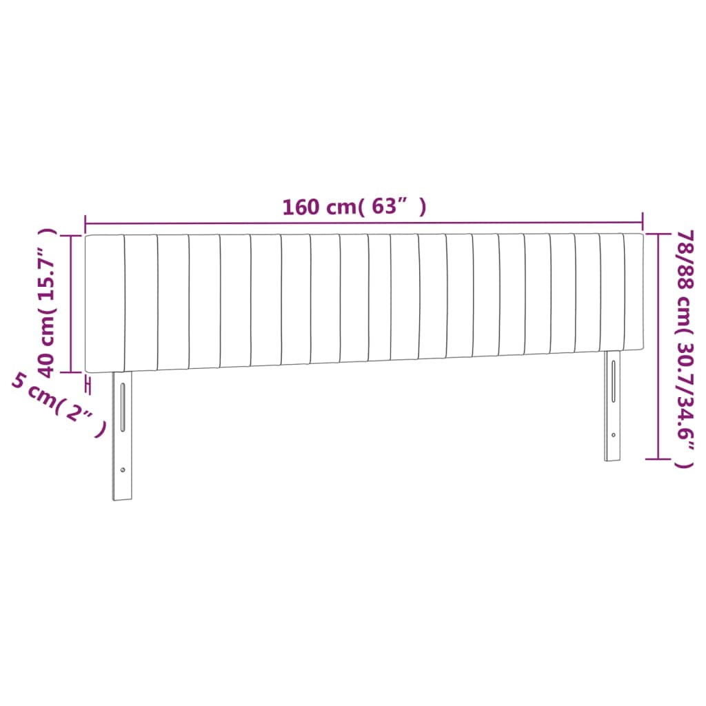 Cabeceira de cama 2 pcs tecido 80x5x78/88 cm castanho