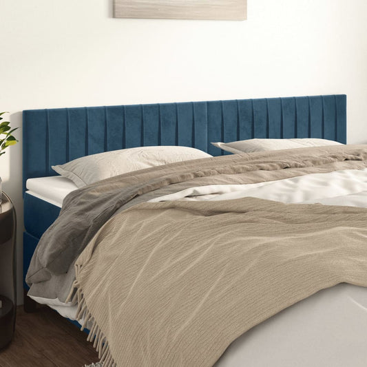 Cabeceira de cama 2 pcs veludo 90x5x78/88 cm azul-escuro