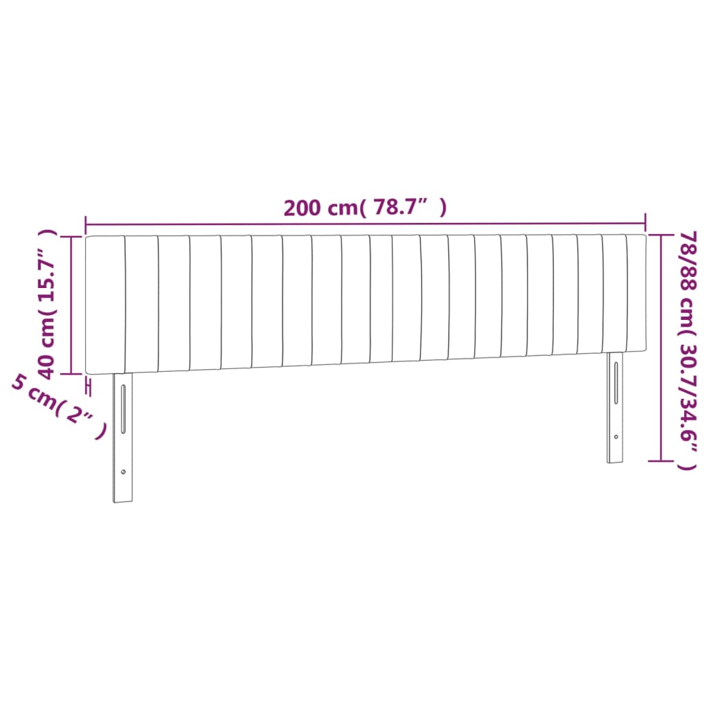 Cabeceira de cama 2 pcs tecido 100x5x78/88 cm castanho -escuro