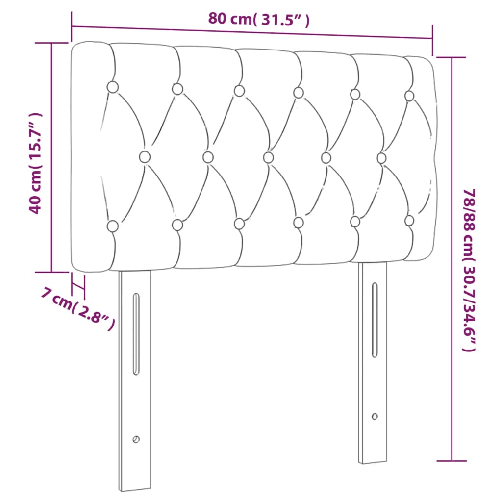 Cabeceira de cama veludo 80x7x78/88 cm rosa