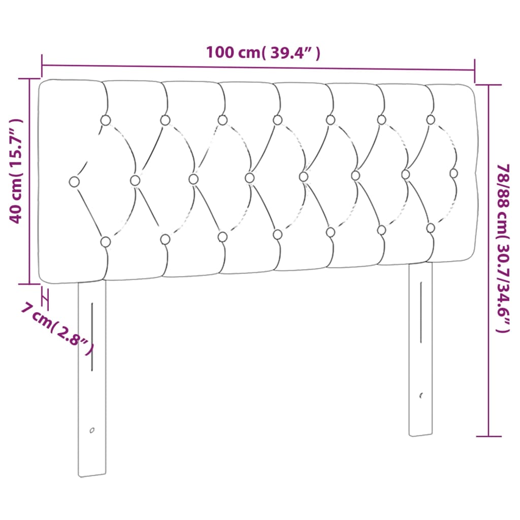 Cabeceira de cama tecido 100x7x78/88 cm cinzento-claro