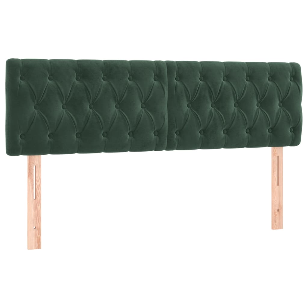 Cabeceira de cama 2 pcs veludo 72x7x78/88 cm verde-escuro