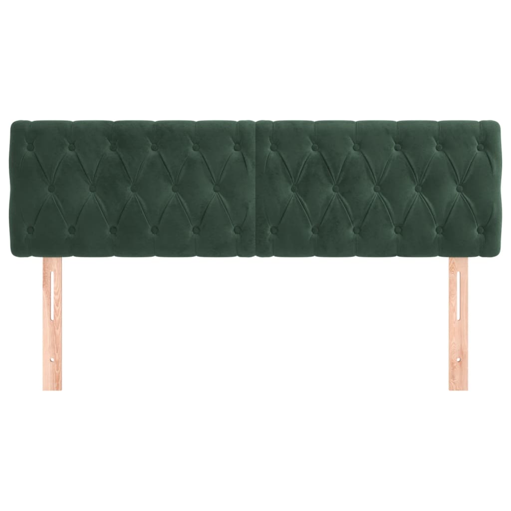 Cabeceira de cama 2 pcs veludo 72x7x78/88 cm verde-escuro