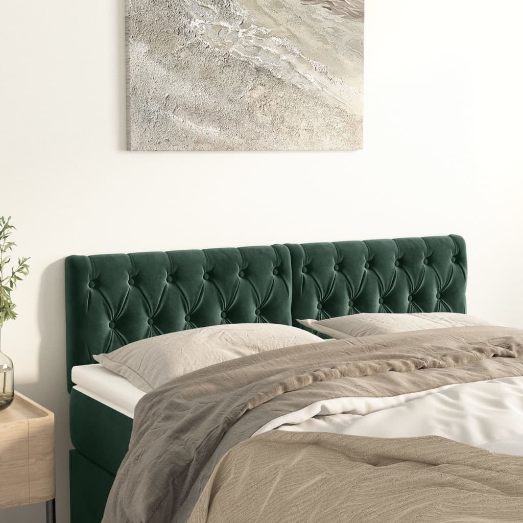 Cabeceira de cama 2 pcs veludo 72x7x78/88 cm verde-escuro