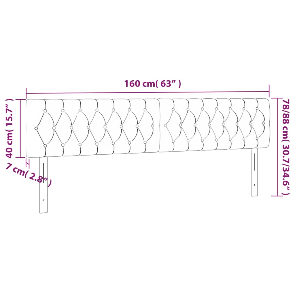 Cabeceira de cama 2 pcs tecido 80x7x78/88 cm cinzento-claro