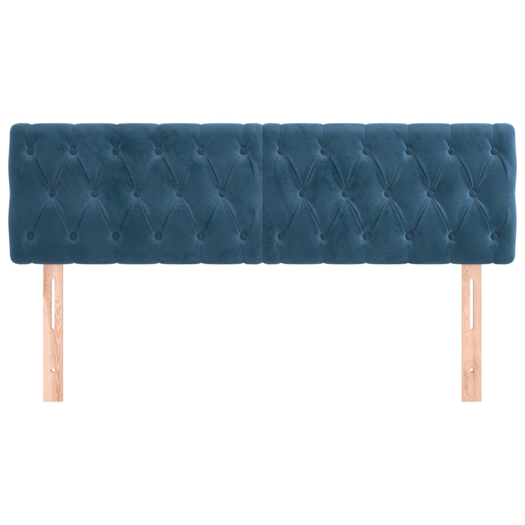 Cabeceira de cama 2 pcs veludo 80x7x78/88 cm azul-escuro