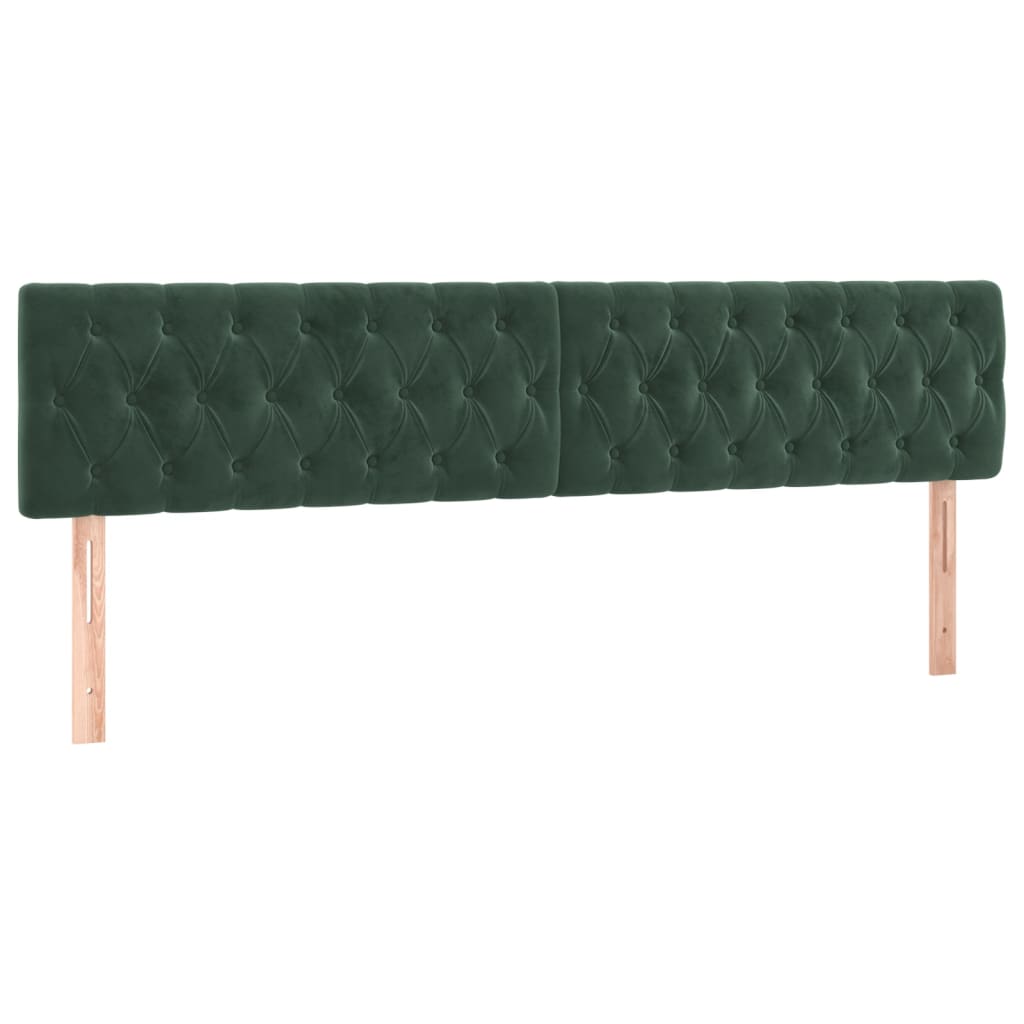 Cabeceira de cama 2 pcs veludo 90x7x78/88 cm verde-escuro