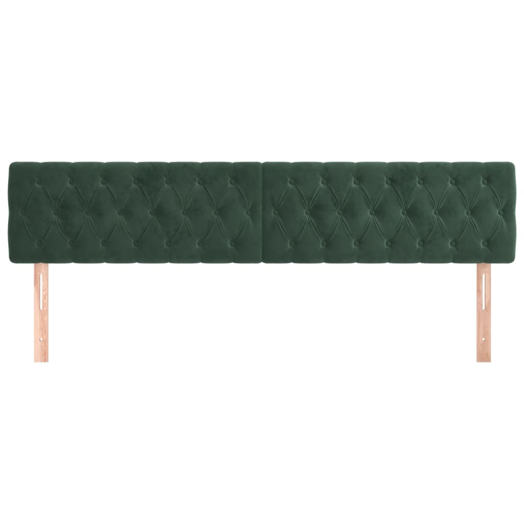 Cabeceira de cama 2 pcs veludo 100x7x78/88 cm verde-escuro