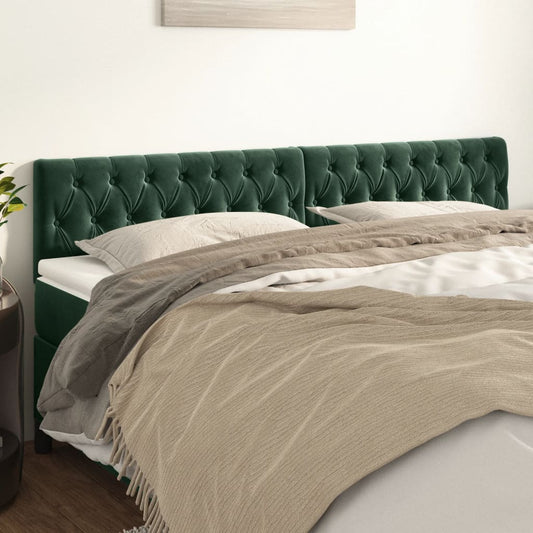 Cabeceira de cama 2 pcs veludo 100x7x78/88 cm verde-escuro