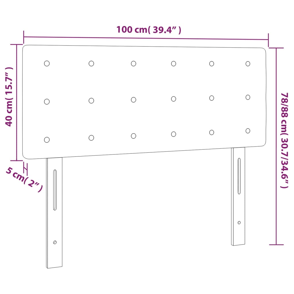 Cabeceira de cama tecido 100x5x78/88 cm cinzento-claro