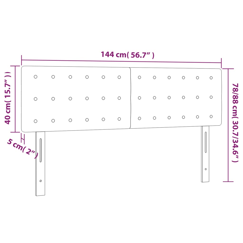 Cabeceira de cama 2 pcs tecido 72x5x78/88 cm creme