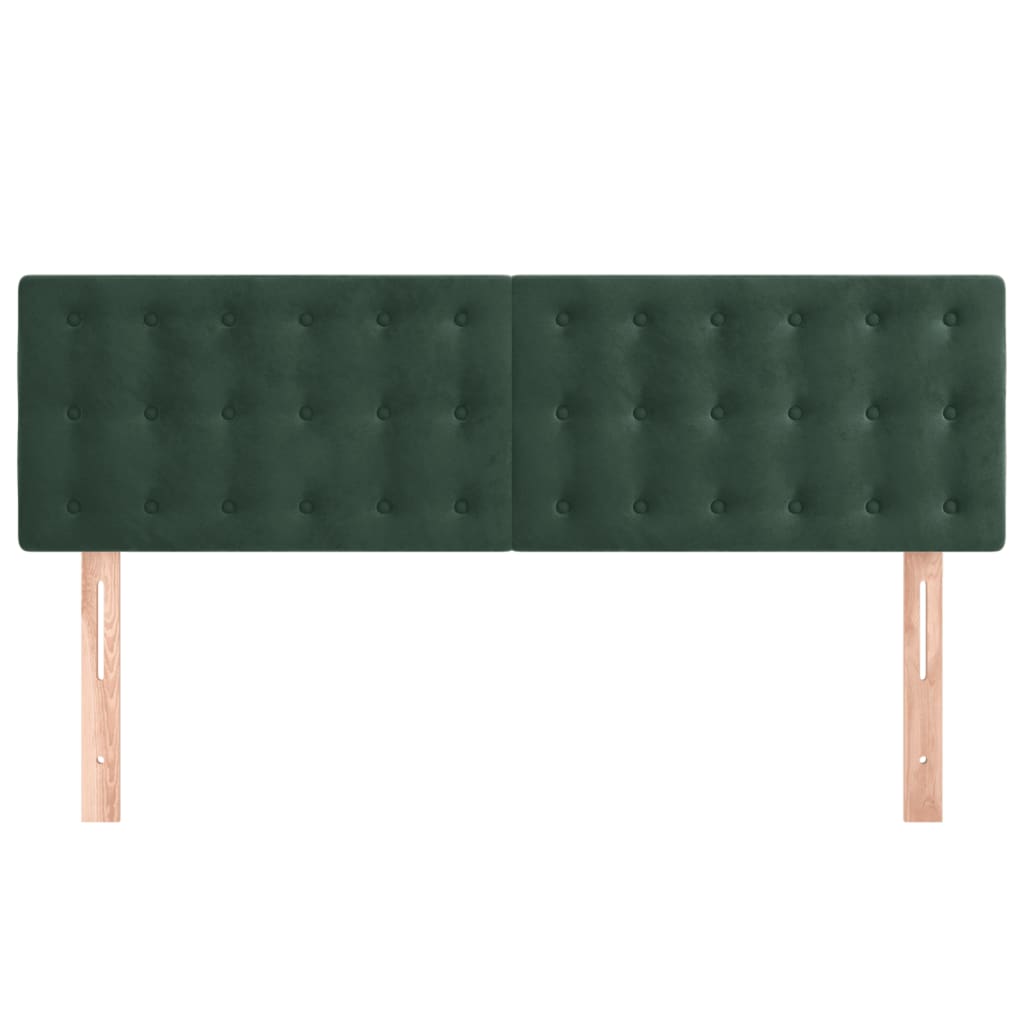 Cabeceira de cama 2 pcs veludo 72x5x78/88 cm verde-escuro