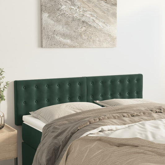 Cabeceira de cama 2 pcs veludo 72x5x78/88 cm verde-escuro