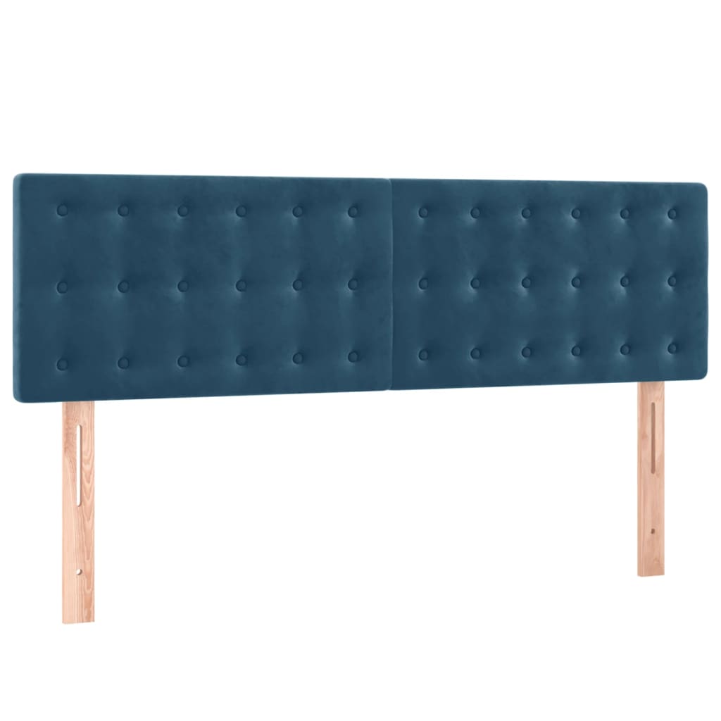 Cabeceira de cama 2 pcs veludo 72x5x78/88 cm azul-escuro