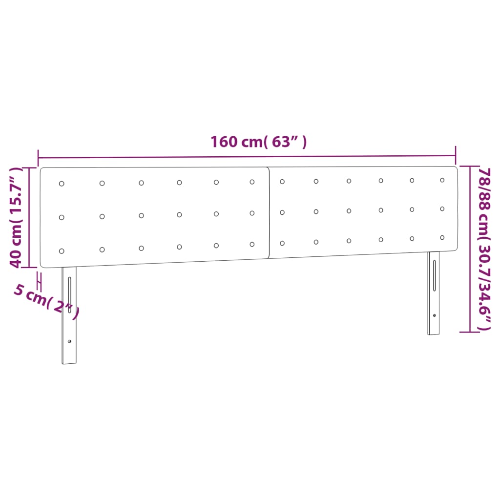 Cabeceira de cama 2 pcs tecido 80x5x78/88 cm castanho