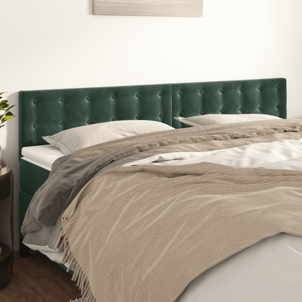 Cabeceira de cama 2 pcs veludo 80x5x78/88 cm verde-escuro