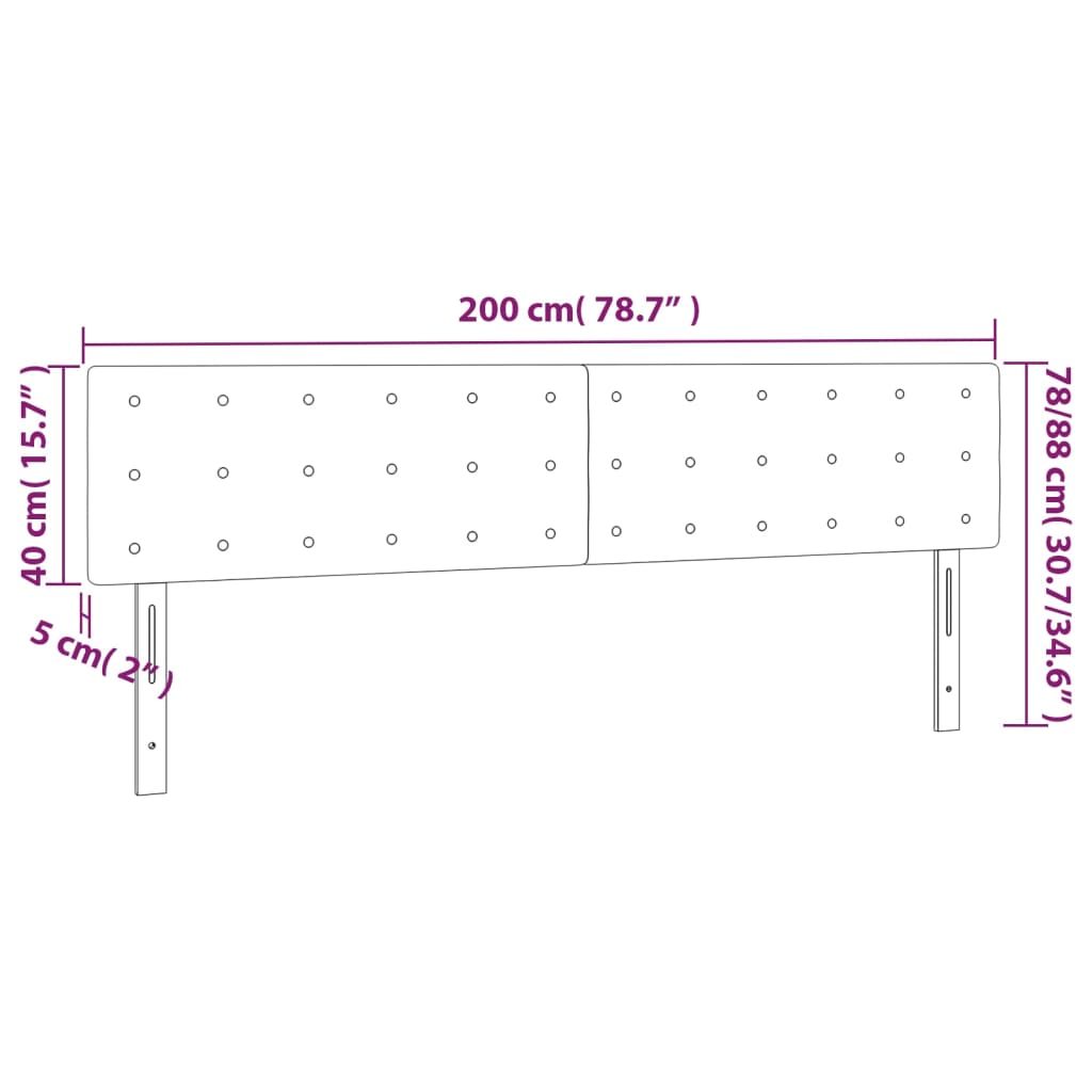 Cabeceira de cama 2 pcs tecido 100x5x78/88 cm cinzento-claro