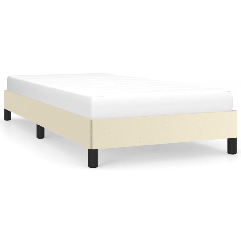 Estrutura de cama 90x200 cm couro artificial cor creme