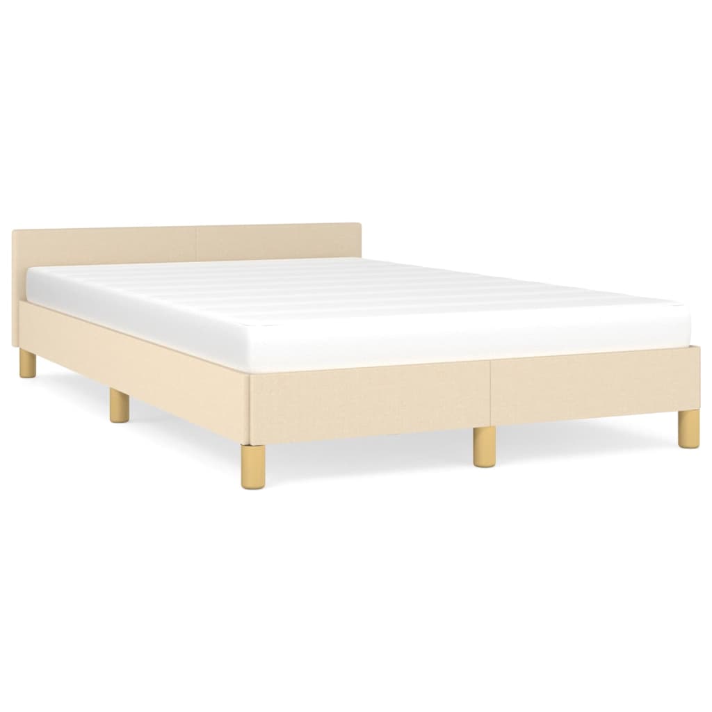 Estrutura de cama c/ cabeceira 120x200 cm tecido cor creme