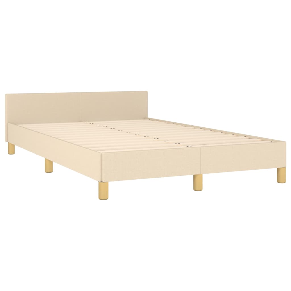 Estrutura de cama c/ cabeceira 120x200 cm tecido cor creme