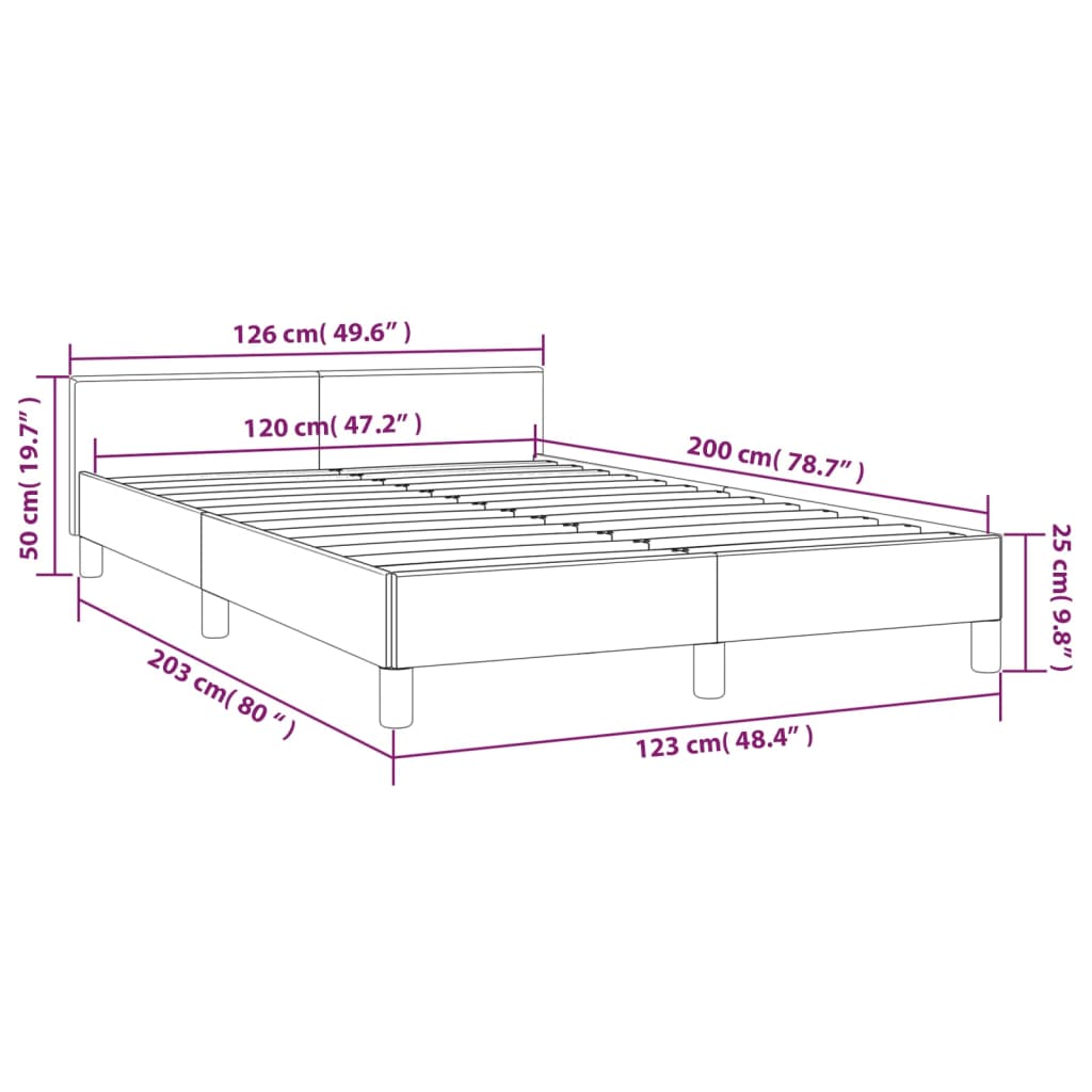 Estrutura de cama c/ cabeceira 120x200 cm tecido cor creme