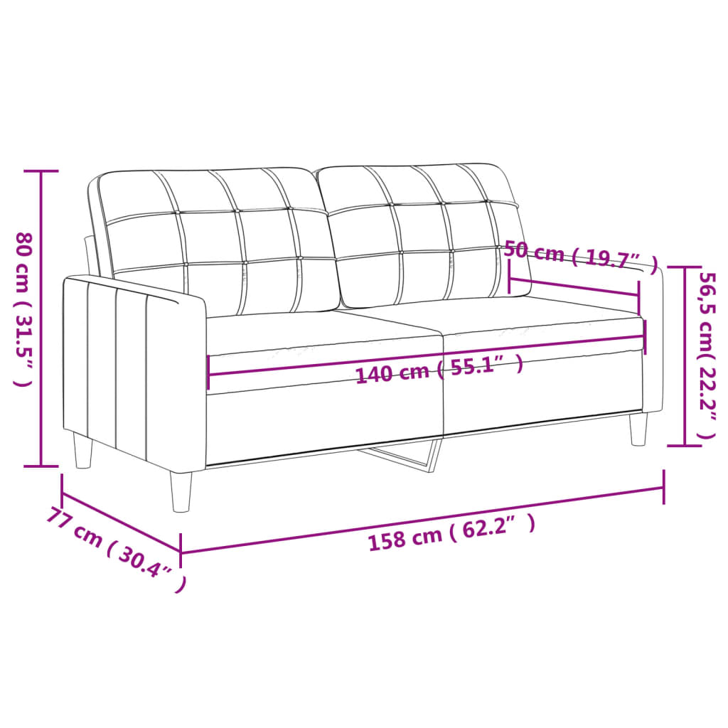 Sofá de 2 lugares tecido 140 cm cor creme