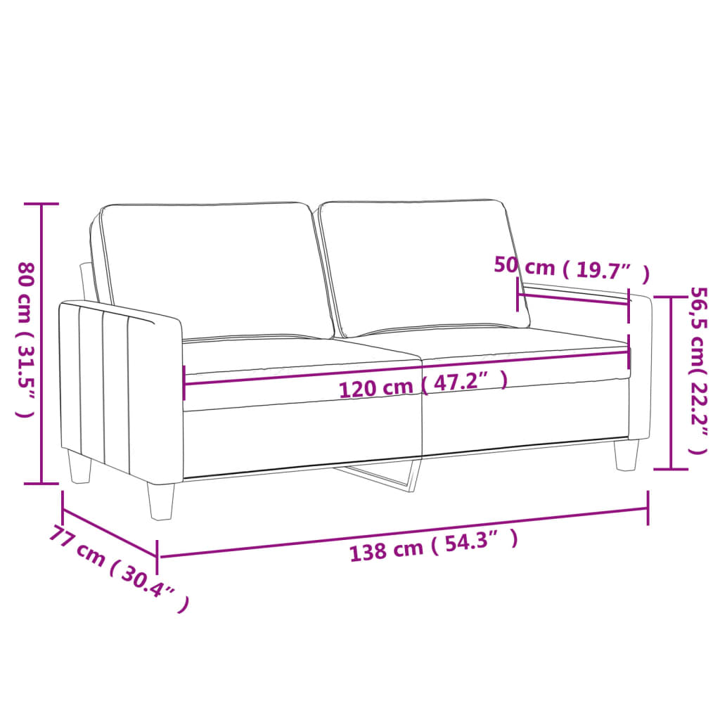 Sofá de 2 lugares tecido 120 cm cor creme