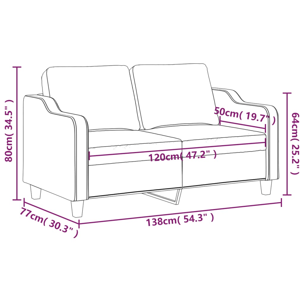 Sofá de 2 lugares tecido 120 cm cor creme