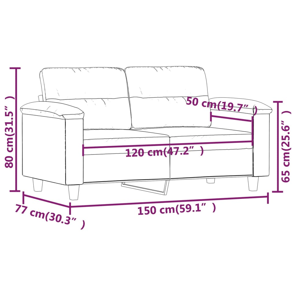 Sofá de 2 lugares 120 cm couro artificial castanho