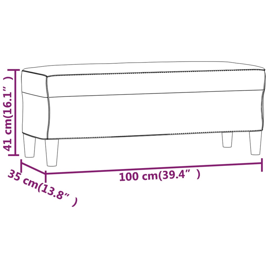 Banco 100x35x41 cm couro artificial cor cappuccino