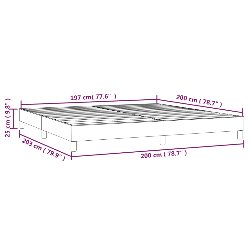 Estrutura de cama com molas 200x200 cm tecido castanho-escuro