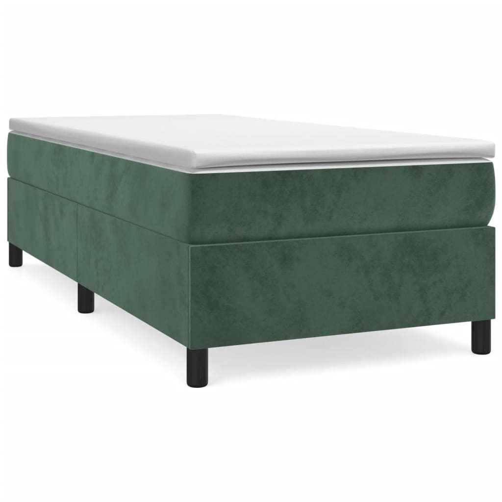 Estrutura de cama 90x190 cm veludo verde-escuro