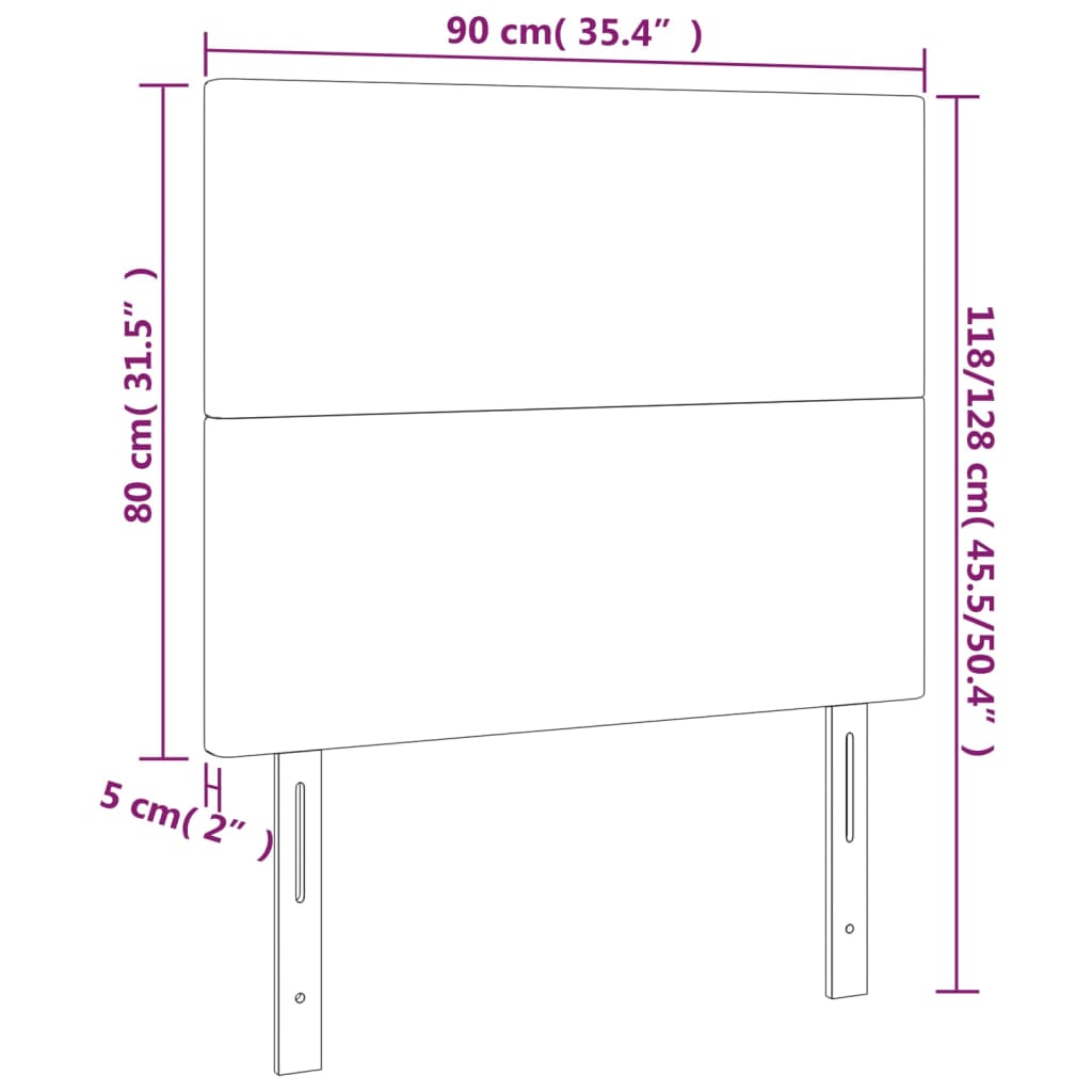 Cabeceira de cama 2 pcs veludo 90x5x78/88 cm cinzento-claro