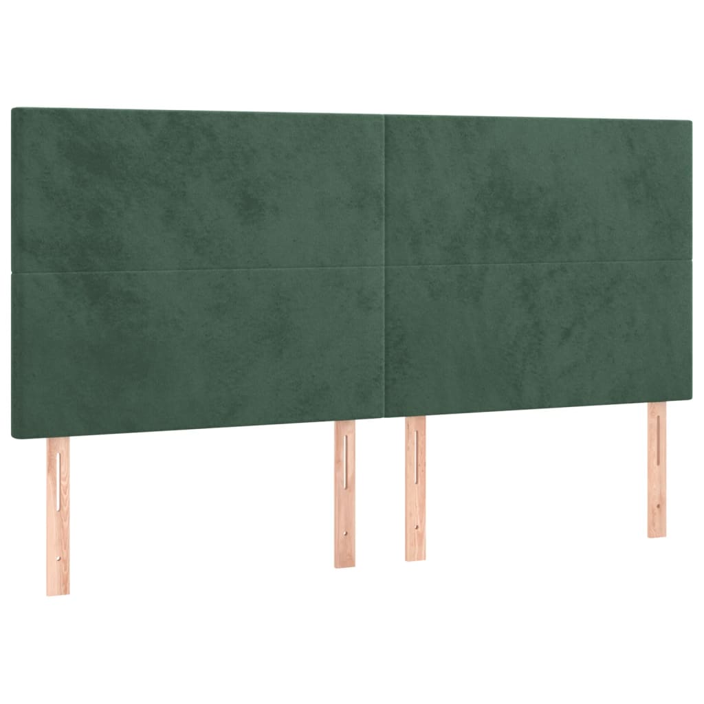 Cabeceira de cama 4 pcs veludo 90x5x78/88 cm verde-escuro