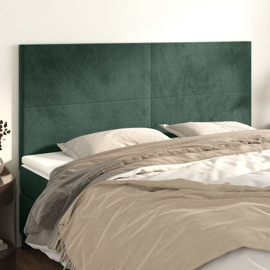 Cabeceira de cama 4 pcs veludo 90x5x78/88 cm verde-escuro