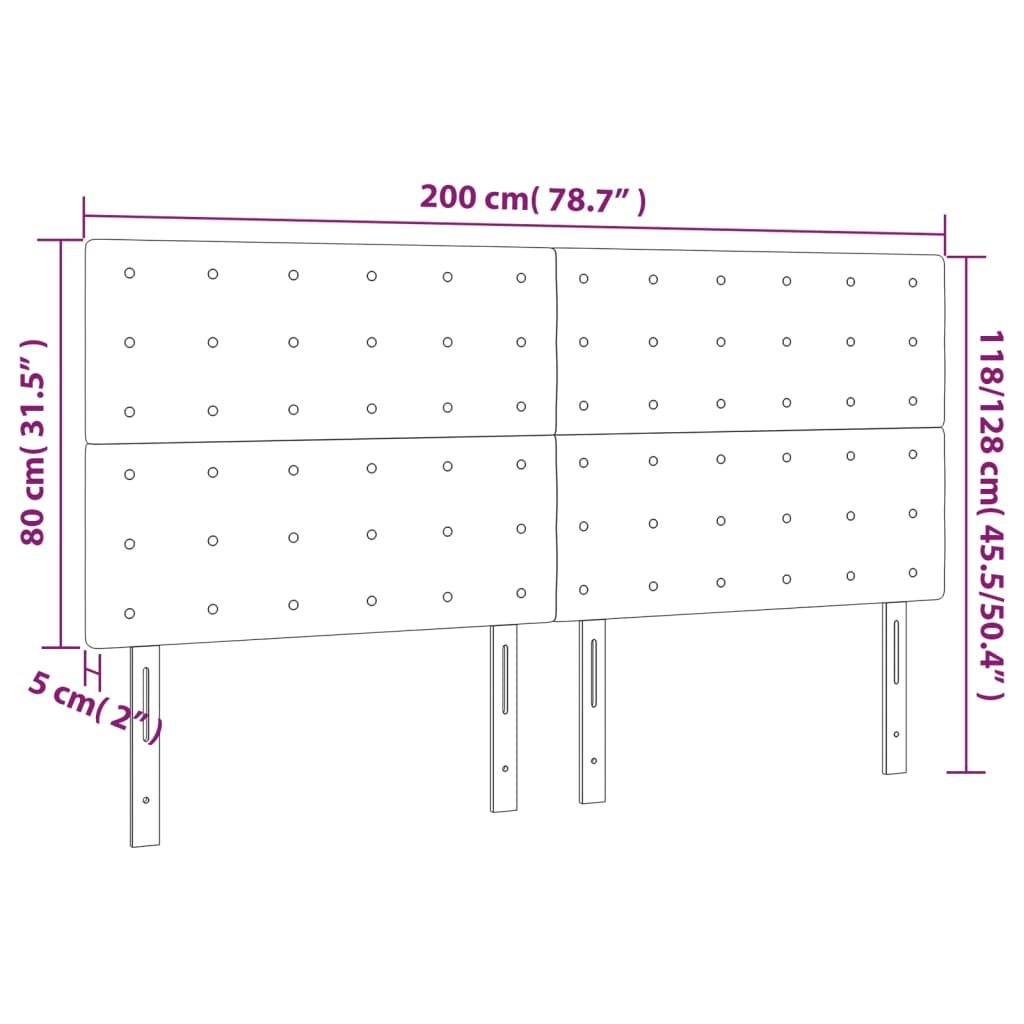 Cabeceira cama 4 pcs couro artificial 100x5x78/88 cm cappuccino