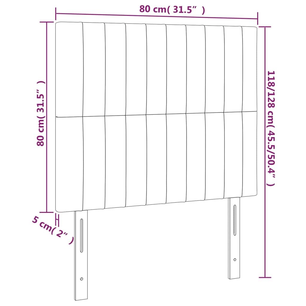 Cabeceira cama 2 pcs tecido 80x5x78/88 cm cinzento-acastanhado