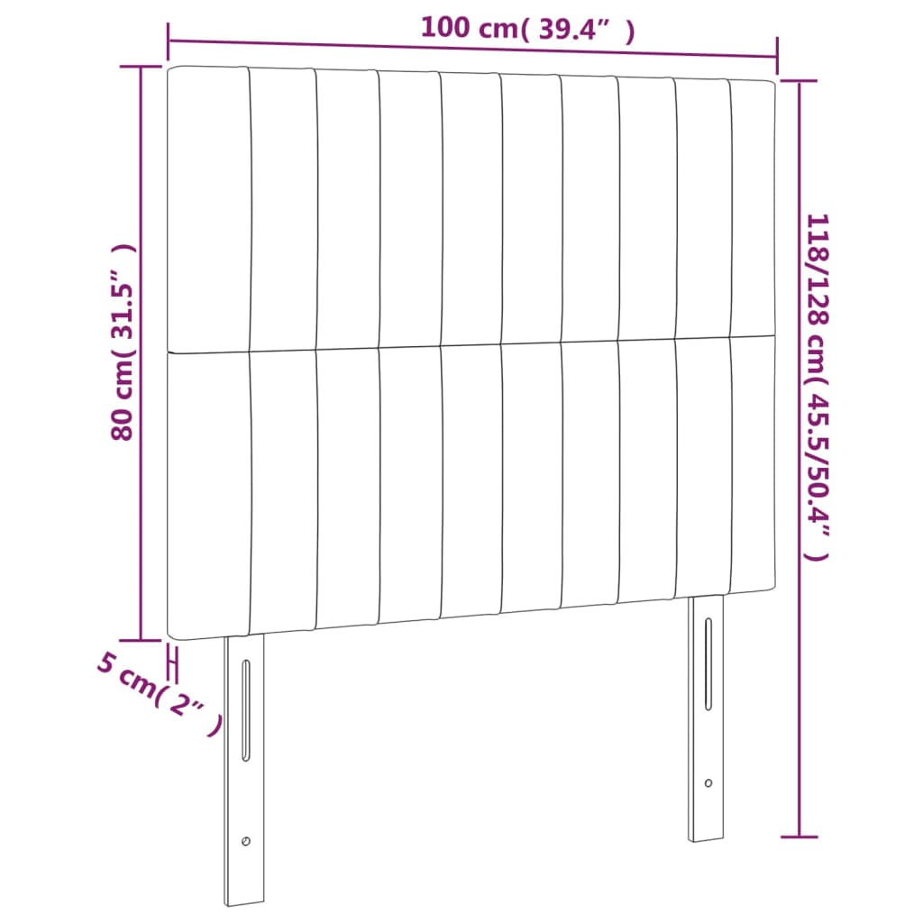 Cabeceira de cama 2 pcs tecido 100x5x78/88 cm castanho -escuro