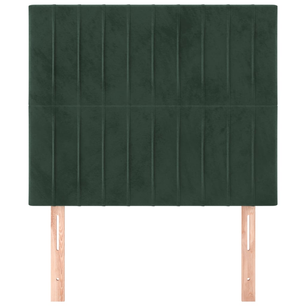 Cabeceira de cama 2 pcs veludo 80x5x78/88 cm verde-escuro