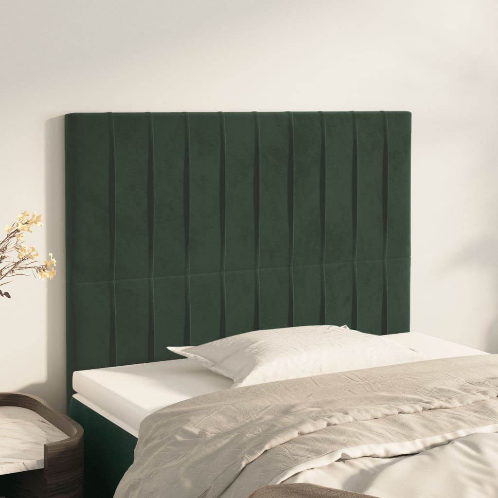 Cabeceira de cama 2 pcs veludo 80x5x78/88 cm verde-escuro