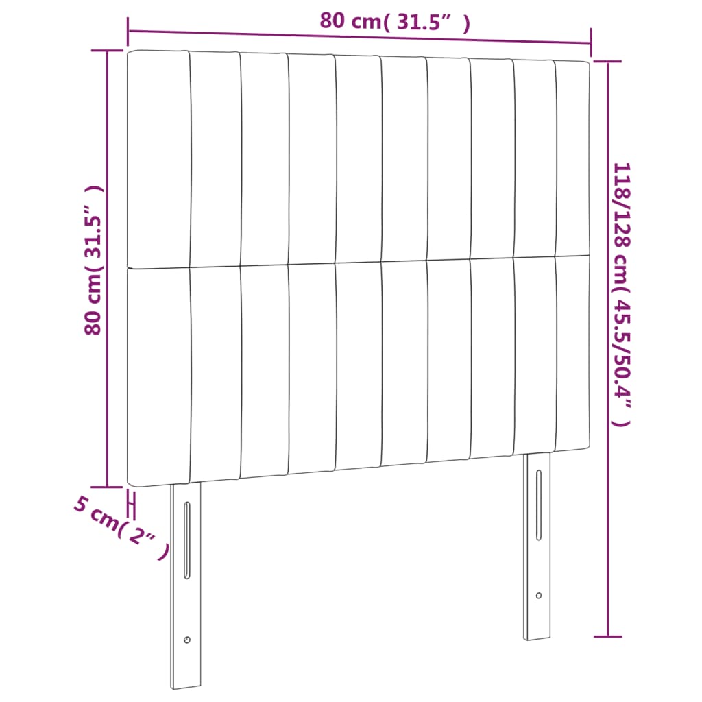 Cabeceira de cama 2 pcs veludo 80x5x78/88 cm rosa