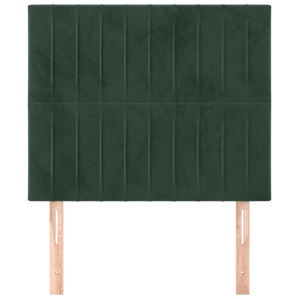 Cabeceira de cama 2 pcs veludo 90x5x78/88 cm verde-escuro