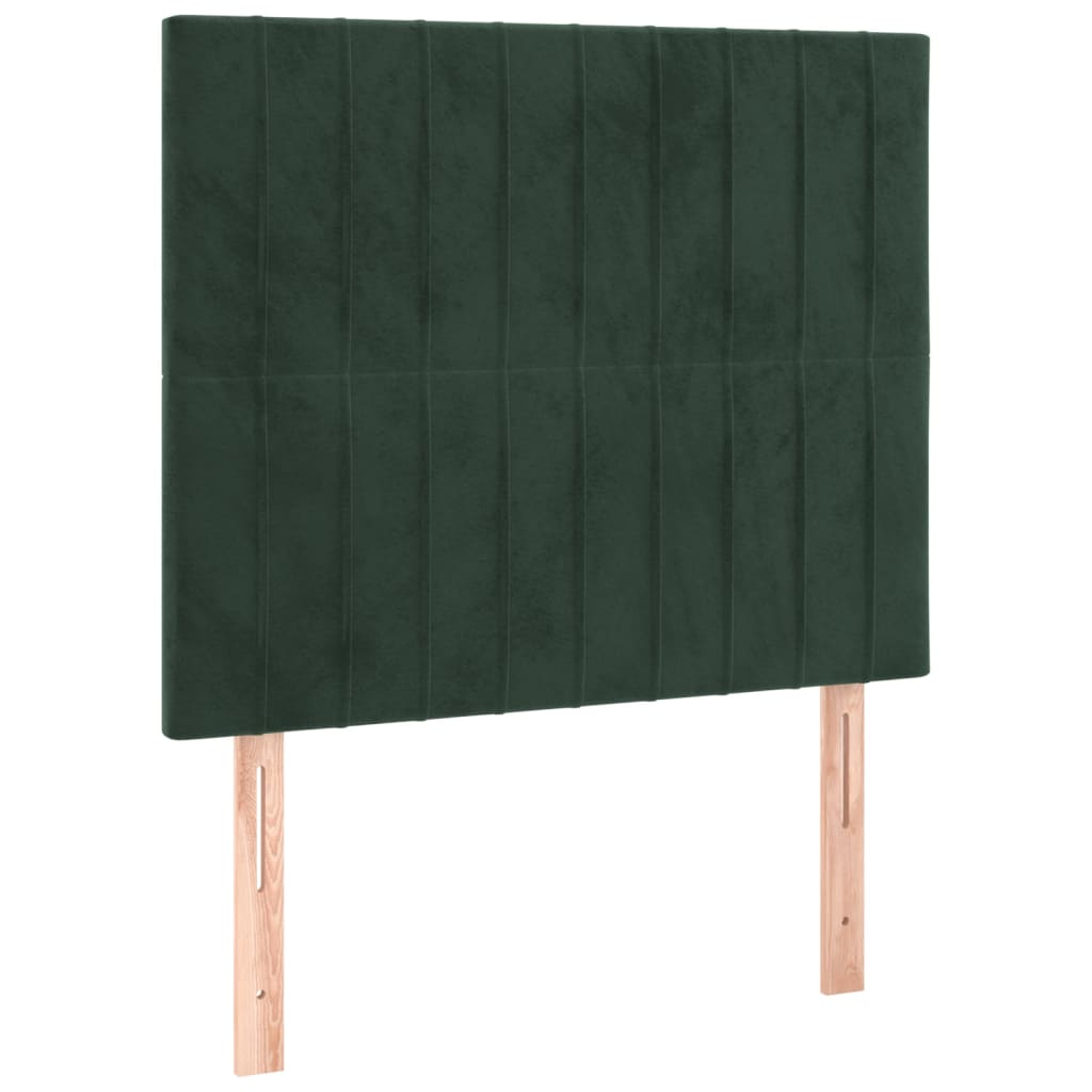 Cabeceira de cama 2 pcs veludo 100x5x78/88 cm verde-escuro