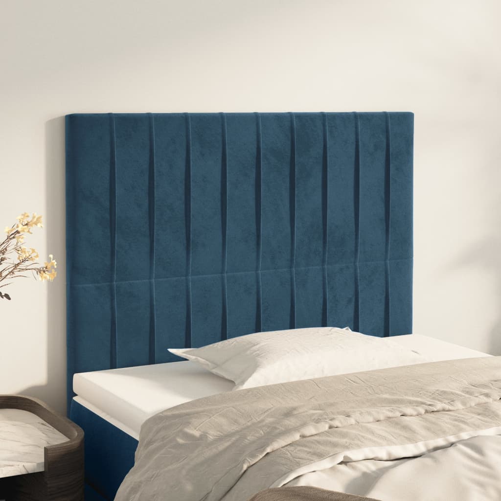 Cabeceira de cama 2 pcs veludo 100x5x78/88 cm azul-escuro