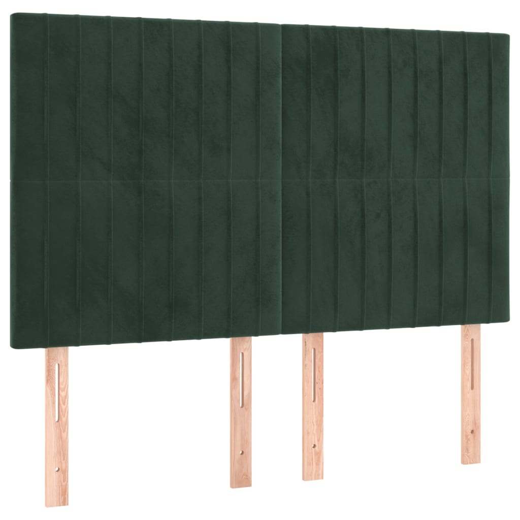 Cabeceira de cama 4 pcs veludo 72x5x78/88 cm verde-escuro