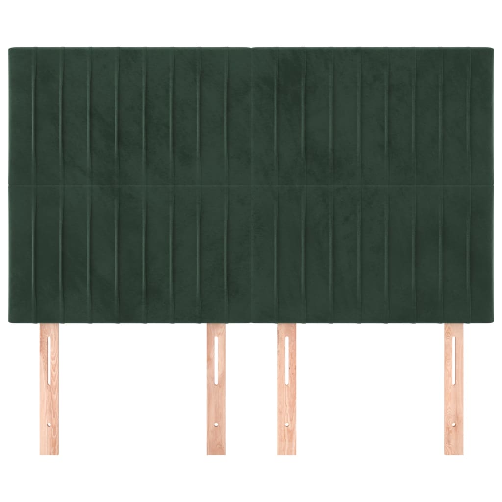 Cabeceira de cama 4 pcs veludo 72x5x78/88 cm verde-escuro