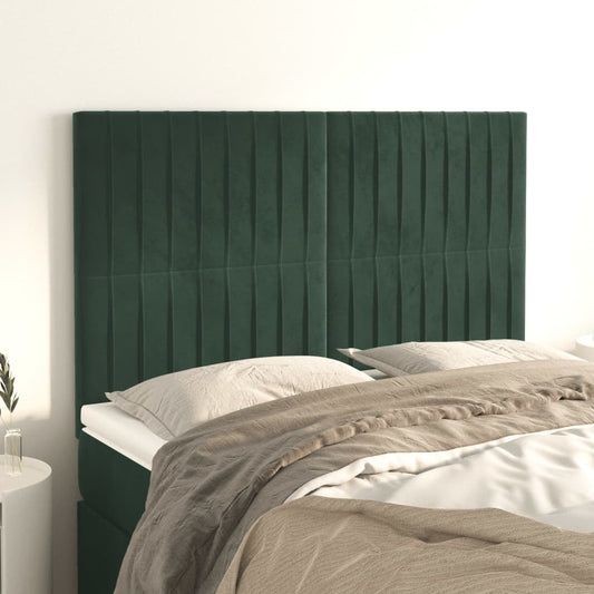 Cabeceira de cama 4 pcs veludo 72x5x78/88 cm verde-escuro