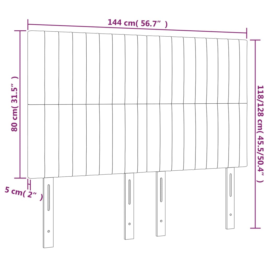 Cabeceira de cama 4 pcs veludo 72x5x78/88 cm rosa